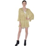 Kevin Style (2) V-Neck Flare Sleeve Mini Dress