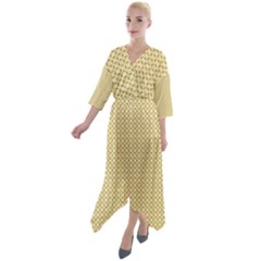 Quarter Sleeve Wrap Front Maxi Dress 