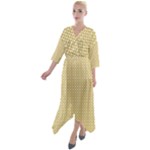Kevin Style (2) Quarter Sleeve Wrap Front Maxi Dress