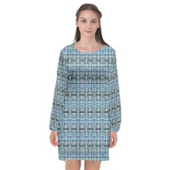 Long Sleeve Chiffon Shift Dress  