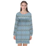  Long Sleeve Chiffon Shift Dress 