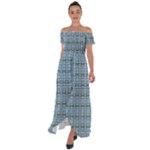  Off Shoulder Open Front Chiffon Dress