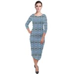  Quarter Sleeve Midi Velour Bodycon Dress
