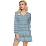  Tiered Long Sleeve Mini Dress