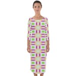 Statement Sock (2) Quarter Sleeve Midi Bodycon Dress