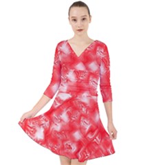 Quarter Sleeve Front Wrap Dress 