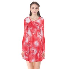 Long Sleeve V-neck Flare Dress 
