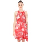 Redderite Halter Collar Waist Tie Chiffon Dress