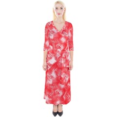Quarter Sleeve Wrap Maxi Dress 