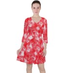 Redderite Quarter Sleeve Ruffle Waist Dress