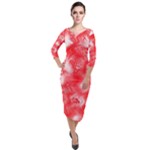Redderite Quarter Sleeve Midi Velour Bodycon Dress