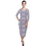 Wool Quarter Sleeve Midi Velour Bodycon Dress
