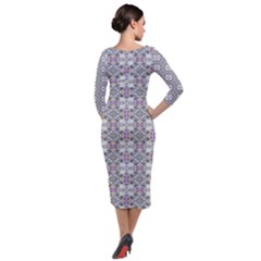 Quarter Sleeve Midi Velour Bodycon Dress 