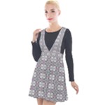 Wool Plunge Pinafore Velour Dress