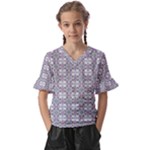 Wool Kids  V-Neck Horn Sleeve Blouse