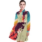 Abstract Colorful Pattern Long Sleeve Chiffon Shirt Dress