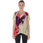 Abstract Colorful Pattern Cut Out Side Drop Tee