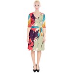 Abstract Colorful Pattern Wrap Up Cocktail Dress