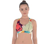 Abstract Colorful Pattern Cross String Back Sports Bra