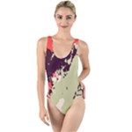 Abstract Colorful Pattern High Leg Strappy Swimsuit