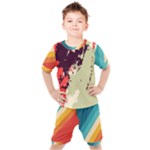 Abstract Colorful Pattern Kids  Tee and Shorts Set