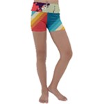 Abstract Colorful Pattern Kids  Lightweight Velour Yoga Shorts