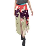 Abstract Colorful Pattern Velour Split Maxi Skirt