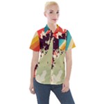 Abstract Colorful Pattern Women s Short Sleeve Pocket Shirt