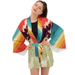 Abstract Colorful Pattern Long Sleeve Kimono