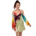 Abstract Colorful Pattern Kimono Sleeves Boho Dress