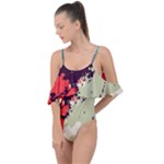 Abstract Colorful Pattern Drape Piece Swimsuit