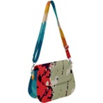 Abstract Colorful Pattern Saddle Handbag