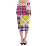 Checks Pattern Midi Pencil Skirt