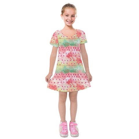 Colorful Paints Kids  Short Sleeve Velvet Dress from ArtsNow.com
