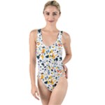 Abstract Seamless Pattern High Leg Strappy Swimsuit