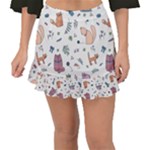 Funny Cats Fishtail Mini Chiffon Skirt