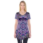 Digital Painting Drawing Of Flower Power Short Sleeve Tunic 