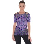 Digital Painting Drawing Of Flower Power Shoulder Cut Out Short Sleeve Top