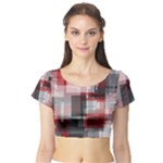 Abstract tiles, mixed color paint splashes, altered Short Sleeve Crop Top