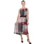 Abstract tiles, mixed color paint splashes, altered Midi Tie-Back Chiffon Dress