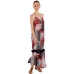 Abstract tiles, mixed color paint splashes, altered Cami Maxi Ruffle Chiffon Dress