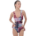 Abstract tiles, mixed color paint splashes, altered Side Cut Out Swimsuit