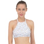 Cute Bunnies and carrots pattern, light colored theme Racer Front Bikini Top