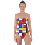 Stripes And Colors Textile Pattern Retro Tie Back One Piece Swimsuit