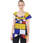 Stripes And Colors Textile Pattern Retro Lace Front Dolly Top