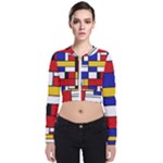 Stripes And Colors Textile Pattern Retro Long Sleeve Zip Up Bomber Jacket