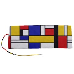 Stripes And Colors Textile Pattern Retro Roll Up Canvas Pencil Holder (S) from ArtsNow.com