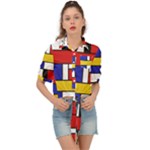 Stripes And Colors Textile Pattern Retro Tie Front Shirt 