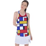 Stripes And Colors Textile Pattern Retro Racer Back Mesh Tank Top
