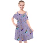 Japanese Ramen Sushi Noodles Rice Bowl Food Pattern Kids  Cut Out Shoulders Chiffon Dress